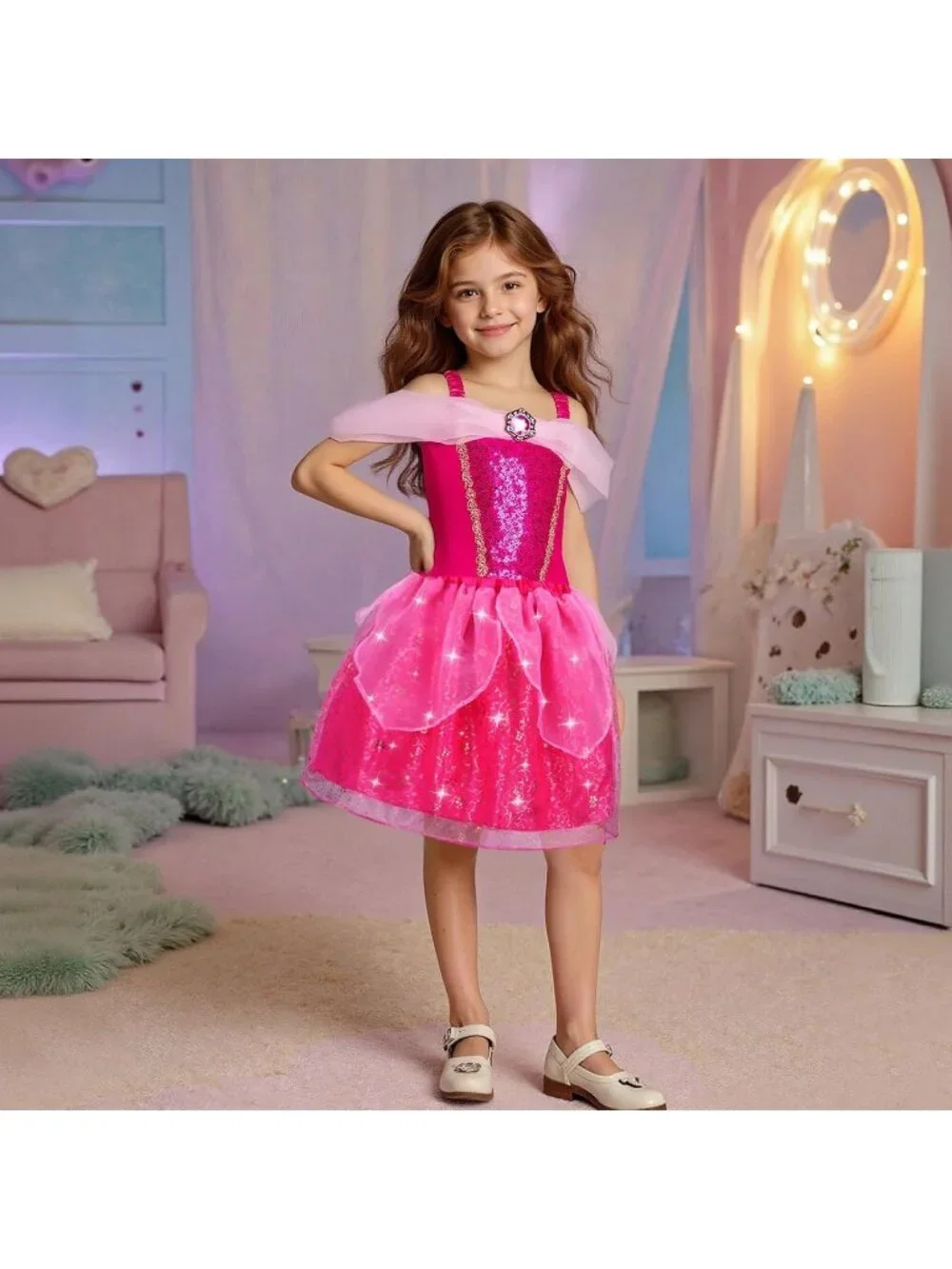 Princess Dress Up Trunk 16PCS Costume Set for Girls Birthday Gift - Yellow